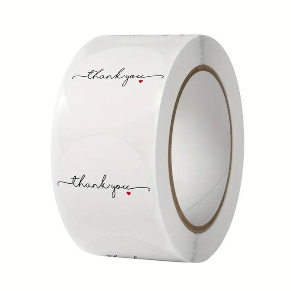 NEW 500 Stickers/roll Round Thank You Stickers Packaging Tags - White - Picture 3 of 5